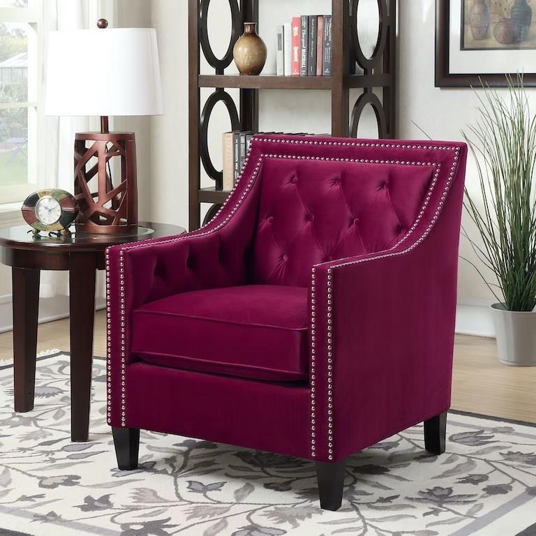 Burgundy velvet accent hotsell chair